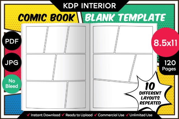 Download 8.5x11 Comic Book Blank Template | KDP - Blank template Collection
