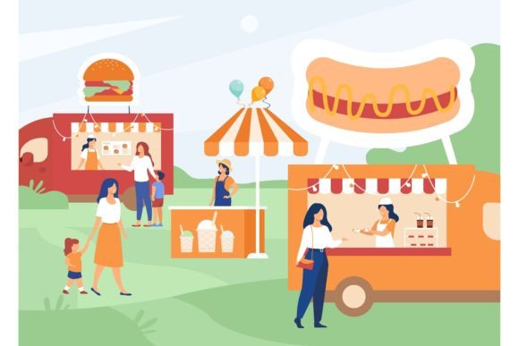 Download People Visiting Street Food Fair. Parent - Parent Collection
