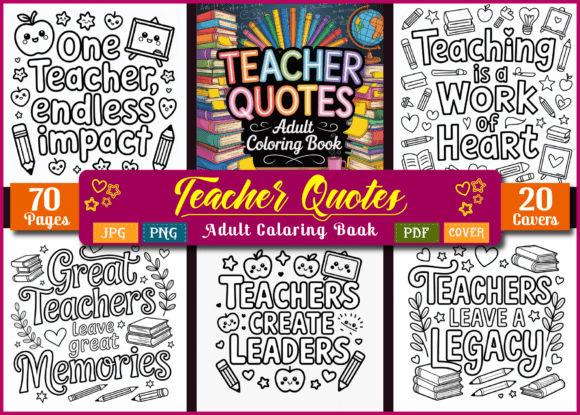 Download 70 Pages Teacher Quotes Coloring Book - 70 pages Collection